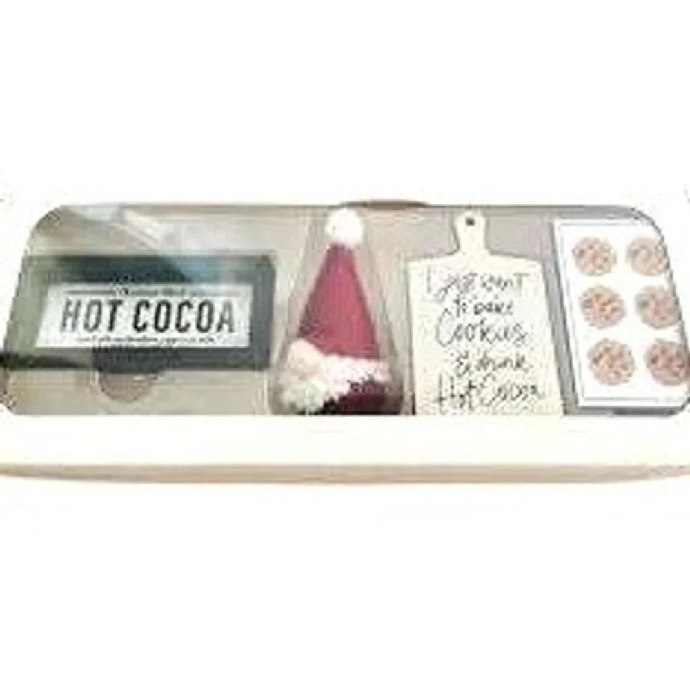 TARGET NEW Christmas Hot Cocoa Cookies Tiered Tray Decor Set 4 Piece Holiday